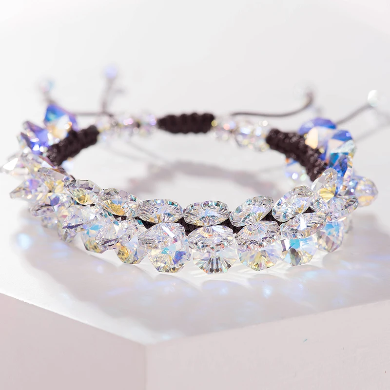 Austrian Crystal Bracelet Women High-Grade Design Exquisite Woven Light Luxury Jewelry Gift