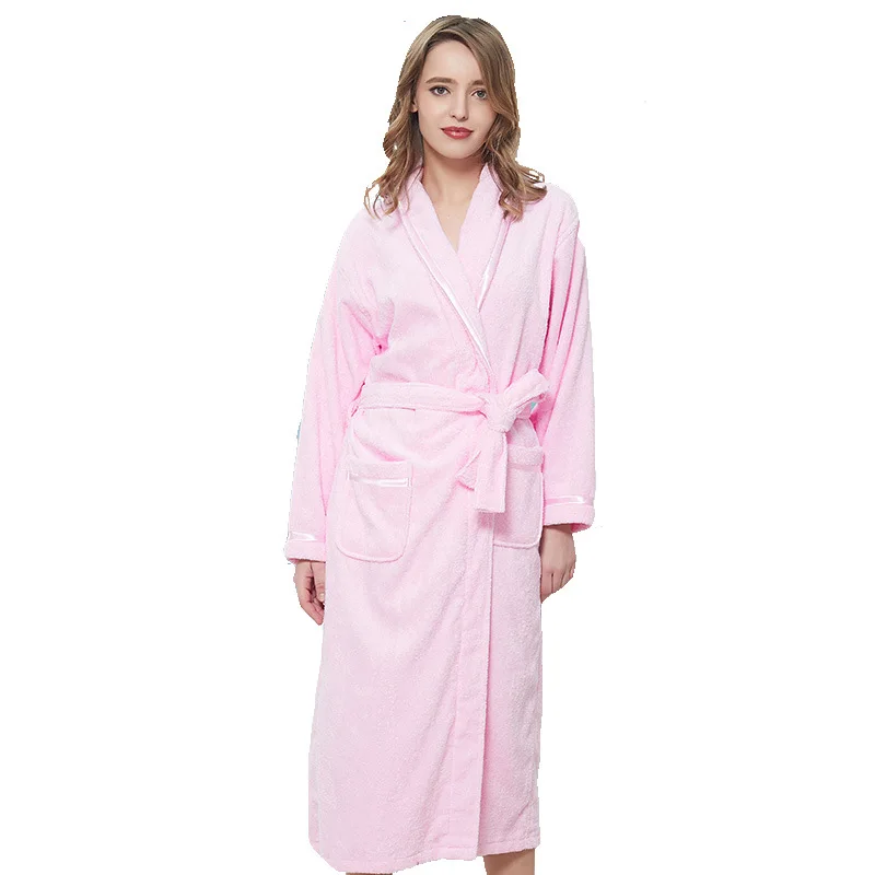 Terry Couple Bathrobe 100% Cotton Autumn Winter Women's Dressing Gown Absorb Water Hotel Robe Luxury Towel Robe For Female