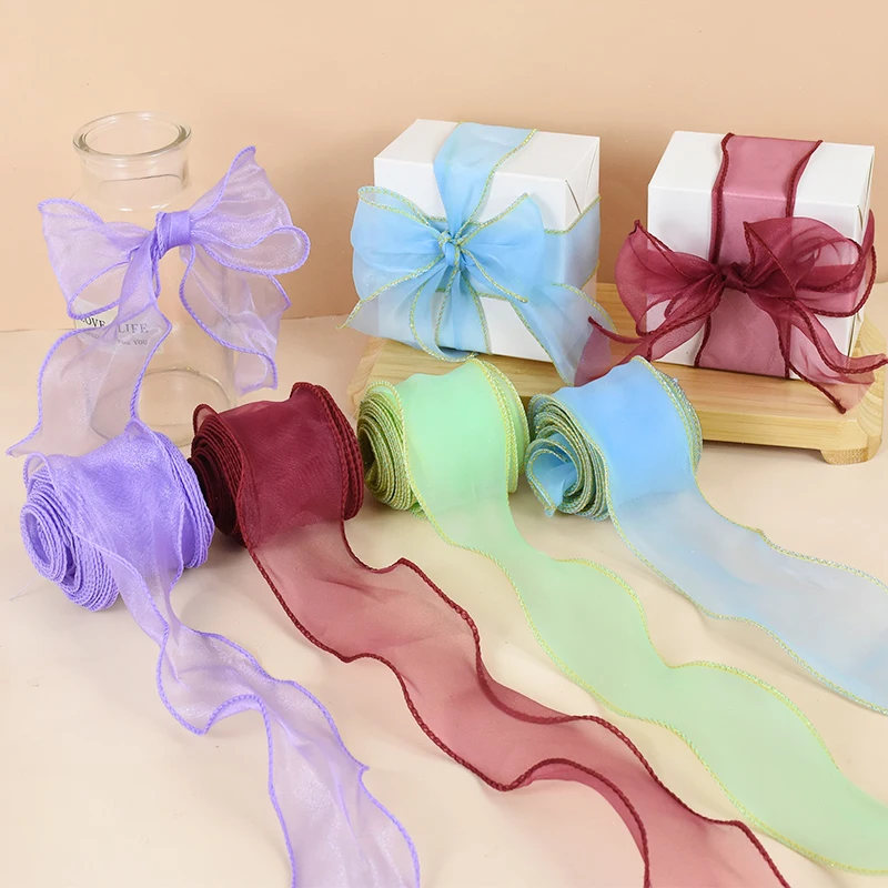 

5m Multi-color Handmade Bows Hair Accessories Material Flower Bouquet Gifts Packaging Fishtail Ribbon Wedding Party Decorations