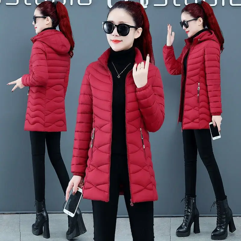 Winter Women's Parka Coat Women's New Solid Color Jacket Coat Jacket Coat Hot Sale Hooded Zipper Fashion Long Coat Women XL-6XL