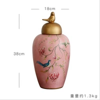ceramic ornaments household goods home decoration color painting pink household decoration vase ornament kitchen rice j