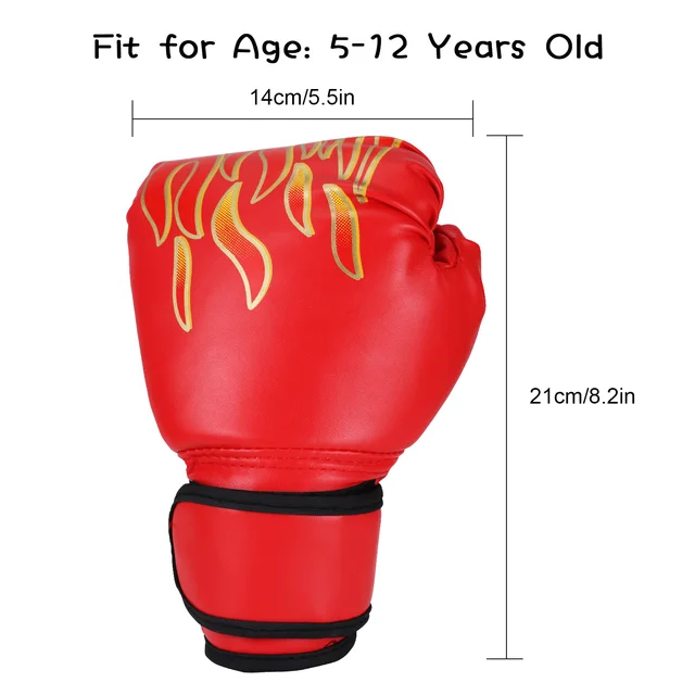 Kids Children Boxing Gloves Professional Flame Mesh Breathable PU Leather Flame Gloves Sanda Boxing Training Glove 5