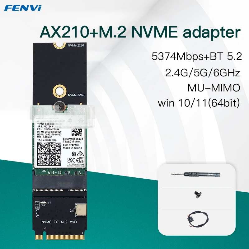 5374 Мбит/с Wi-Fi 6E AX210 2 4G/5 ГГц/6 ГГц для Bluetooth 5 До M ключ NVMe SSD порт сеть Wlan адаптер 6 Intel