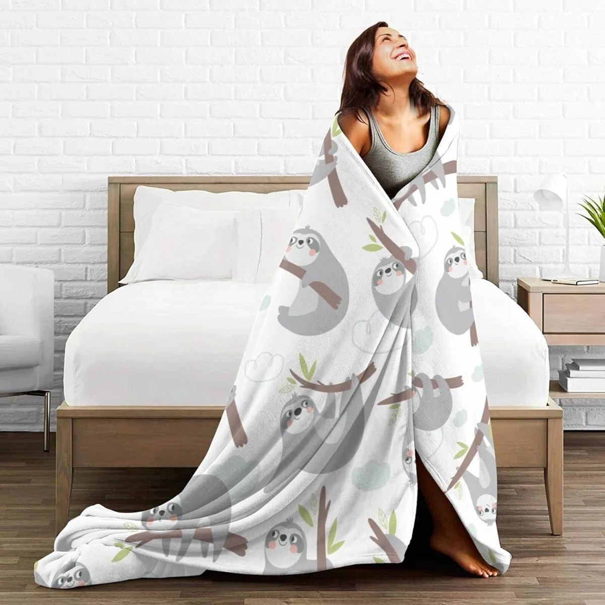 Одеяло с симпатичным принтом Ленивец постельное белье супер мягкие теплые
