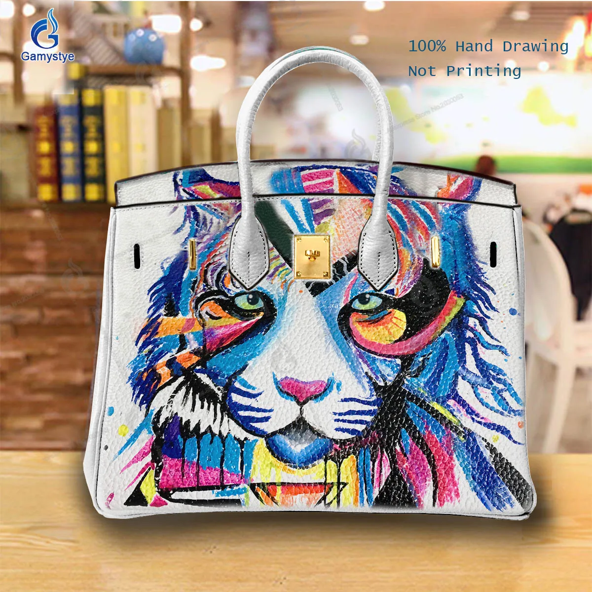 

Fashion Designer Art Graffiti TIGER Handbag Women Real Cowskin Leather Shoulder Bag High Quality Messenger Casual Crossbody Bags