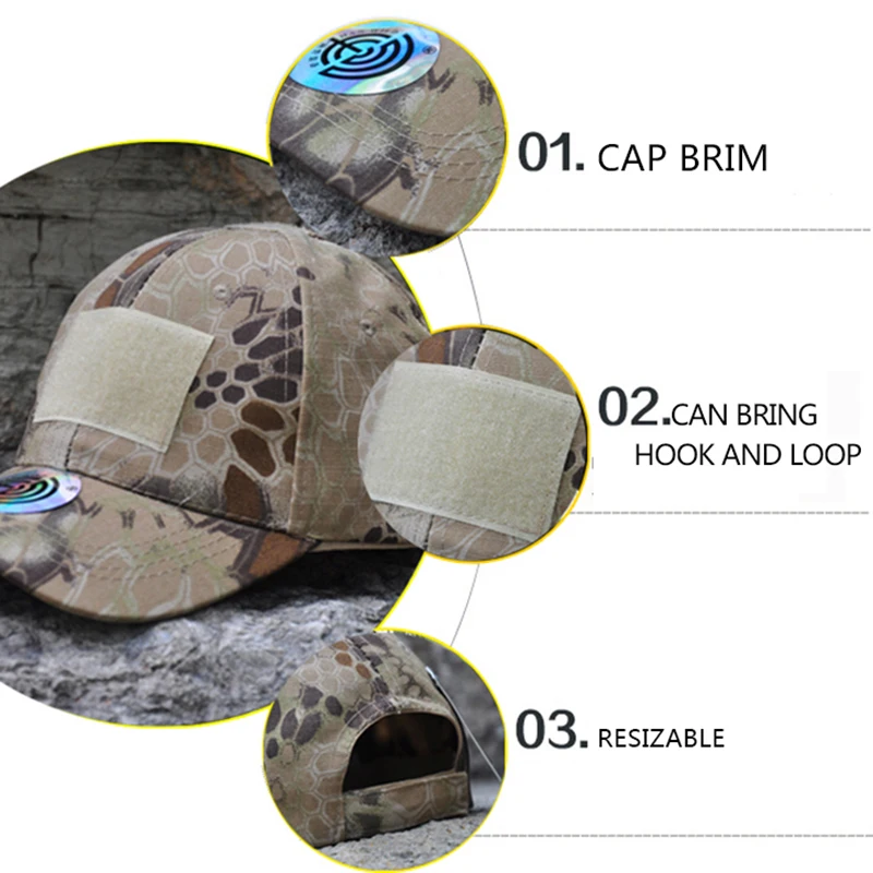 Outdoor Sunscreen Cap Quick-Drying Camouflage Cap Unisex Camo Hat Baseball Cap Casquette Fishing Hat Simplicity Military Army
