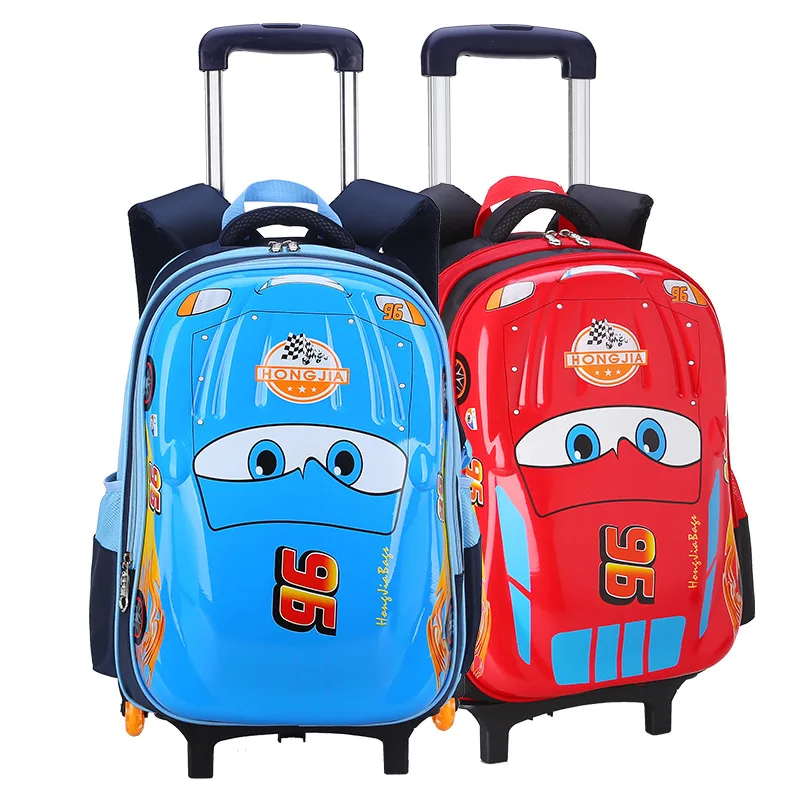 

New Disney Cars 2 in 1 Trolley Backpack Wheeled Autobot Bag Large Capacity Waterproof Suitcase Stair Climbing Travel Bag