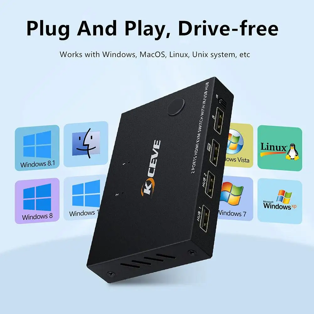 Hdmi-совместимый Kvm коммутатор 4k 2 в 1 выход Usb переключатель клавиатура мышь дисплей