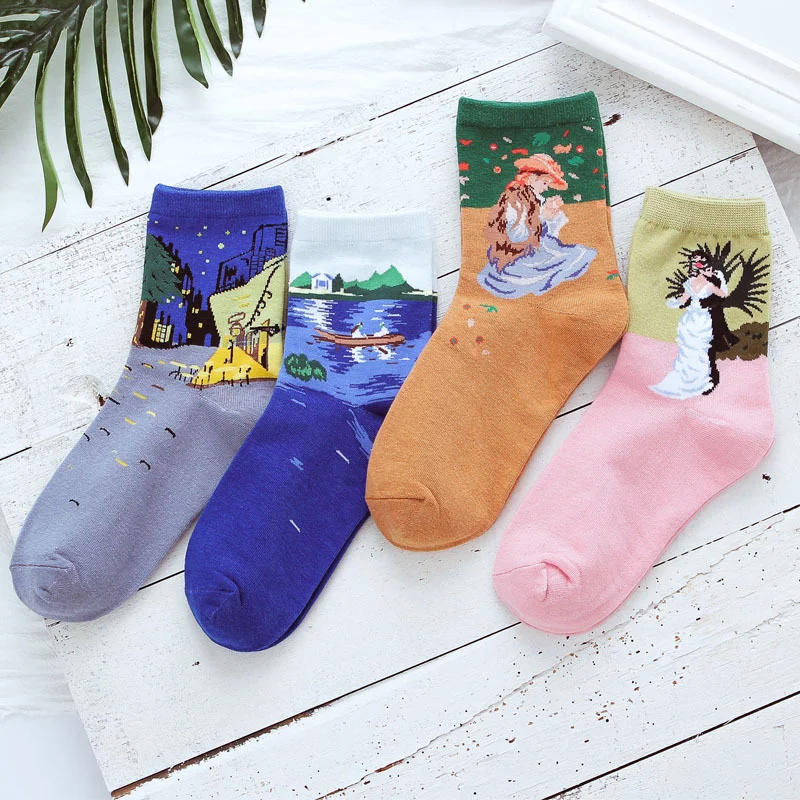 

Носки женские хлопковые в стиле ретро с рисунком