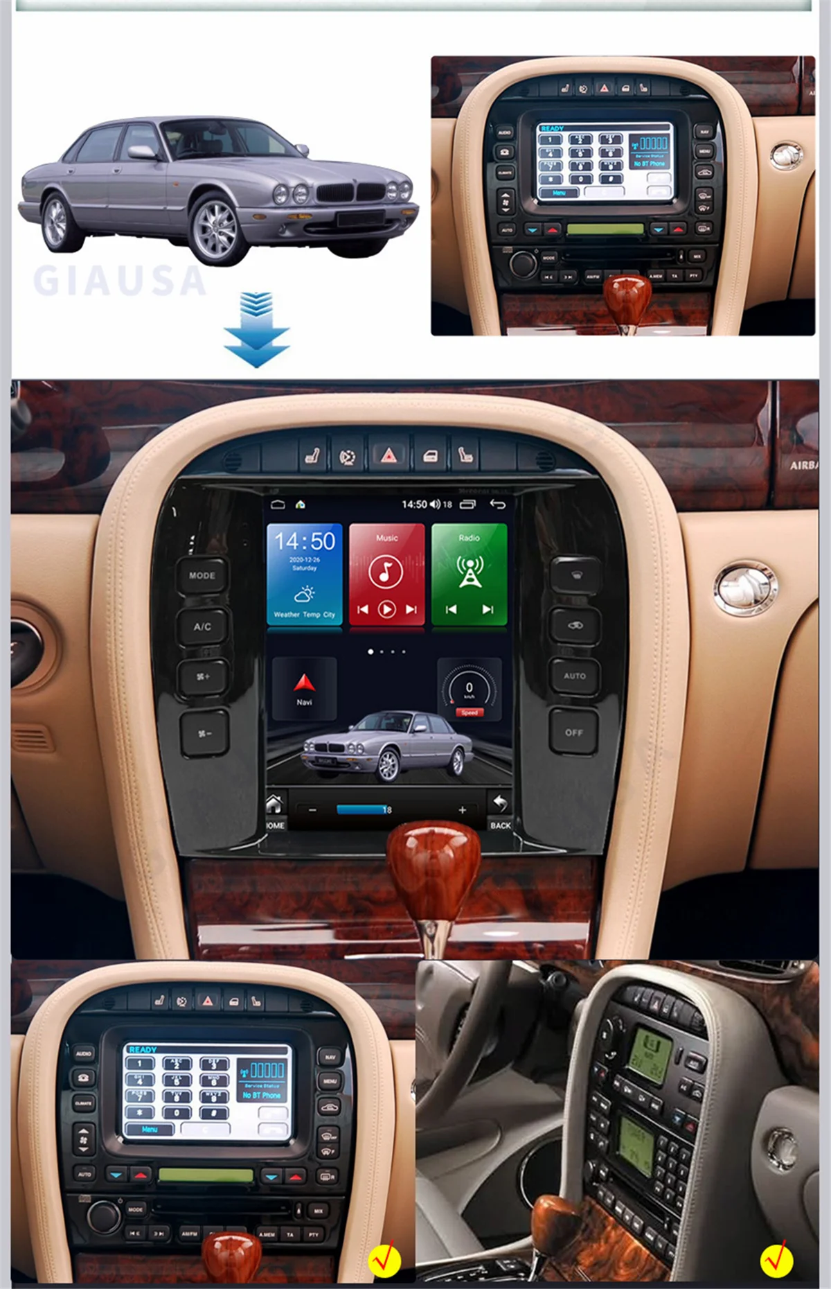 Фото Для Jaguar XJ X-TYPE S-TYPE 2005-2011: навигационная GPS-система, автомобильное радио, мультимедийный DVD-плеер, стереосистема, 4G, Wi-Fi, Android Auto, CarPlay №2
