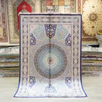 4'x6' Vintage Turkish Silk Carpet Luxury Blue Handmade Oriental Rug (ZQG673A)