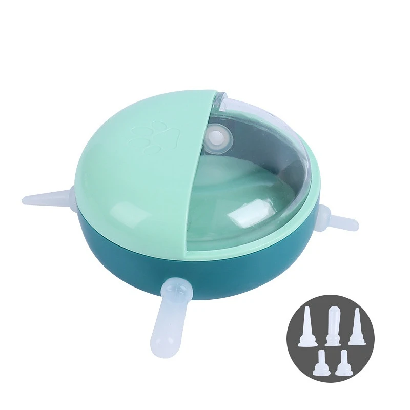 Puppy Kitten Milk Feeder Sets 180ml Bowl 5 Teats Silicone Simulation Nursing Station Cats Food Dispenser Newborn Pet Accessories images - 6