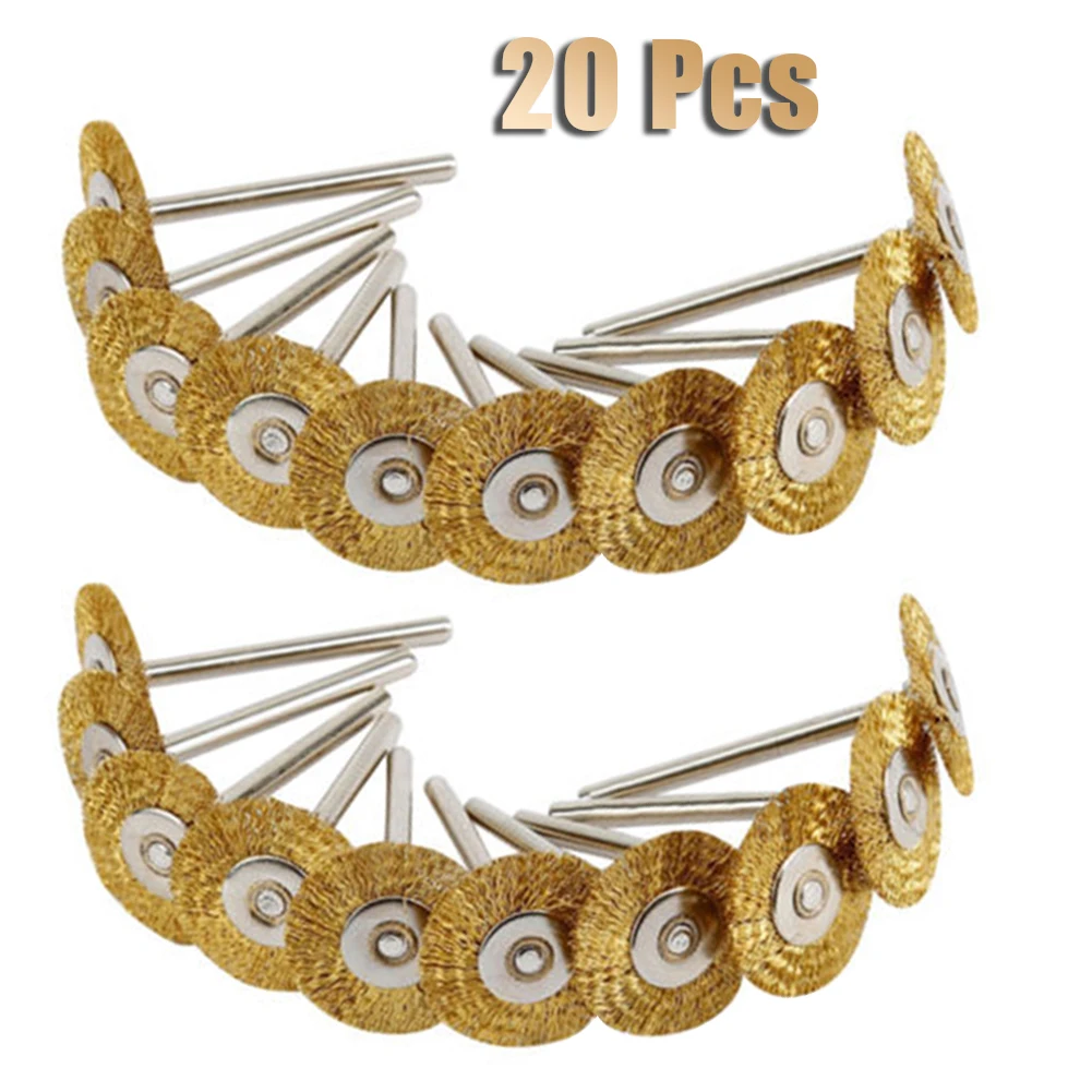 

20pcs Copper Wire Brushes Wire Wheel Brushes Polishing Tool For Metal Polishing 3.0mm Shank Rotary Brush Grinder Rotary Accessor