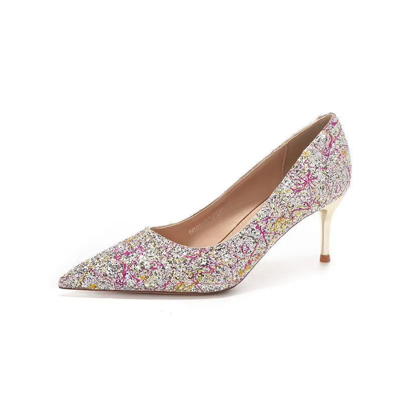 

Women Shoes New Bimooth High Heels Fashion Show Rubbber Sole Concise France Footwear Platform Weeding Dress Print Logo GH164