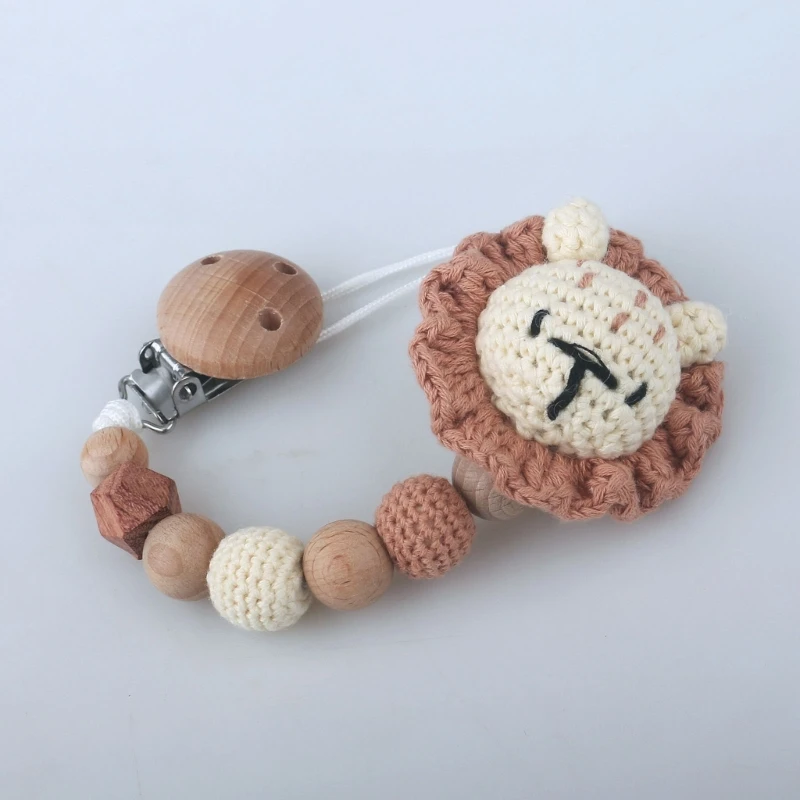 

Handmade Crochet Pacifier Chain Nipples Holder for Newborn Dummy Chains Soother Chew Teething Toy Cartoon Feeding Gift