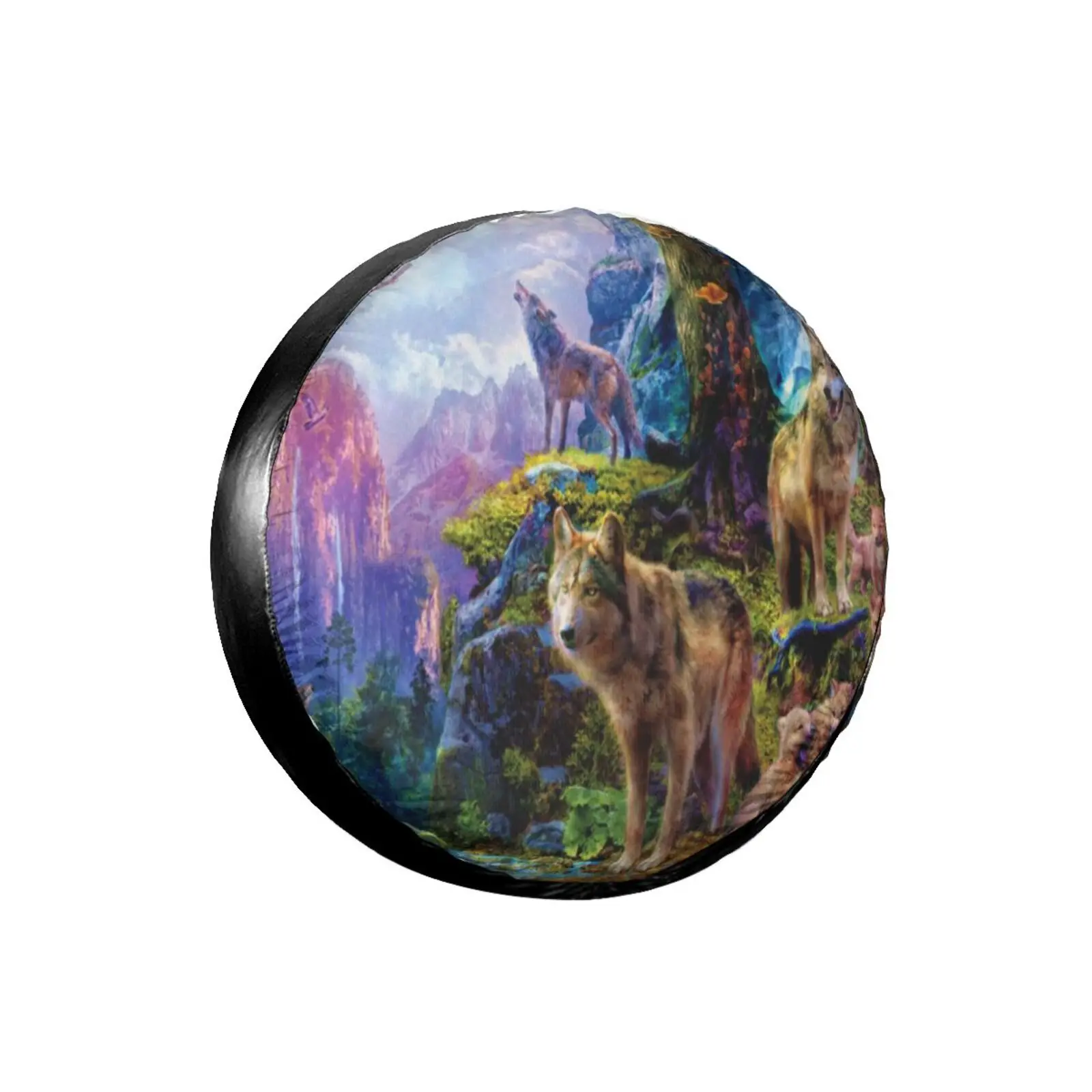 

3D Wolf Animal Spare Tire Cover Waterproof Dustproof Sun Wheel Tire Cover For Jeep, Trailer, SUV Vehicle Anime Tire Cover