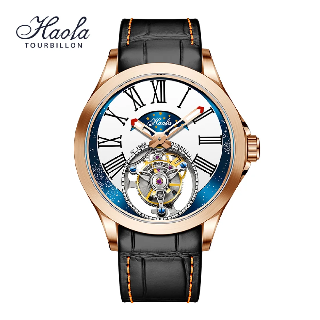 

Haofa Star Skeleton Men Tourbillon Mechanical Sapphire Wristwatches Manual Flying Tourbillon Watch For Men Luxury zegarek mski