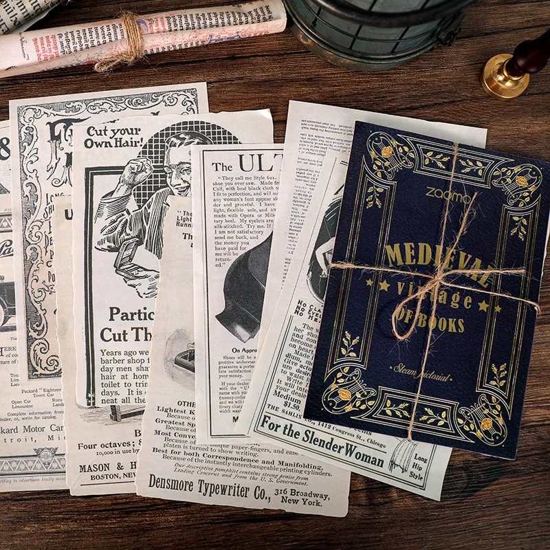 

10sheets Vintage Emulate Old Book Pages Scrapbooking Material Paper Diy Journal Diary Album Stick Decorative