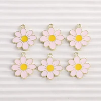 10pcs pink sakura flower charms alloy enamel pendants charms for jewelry making earrings necklace key chains jewelry accessories