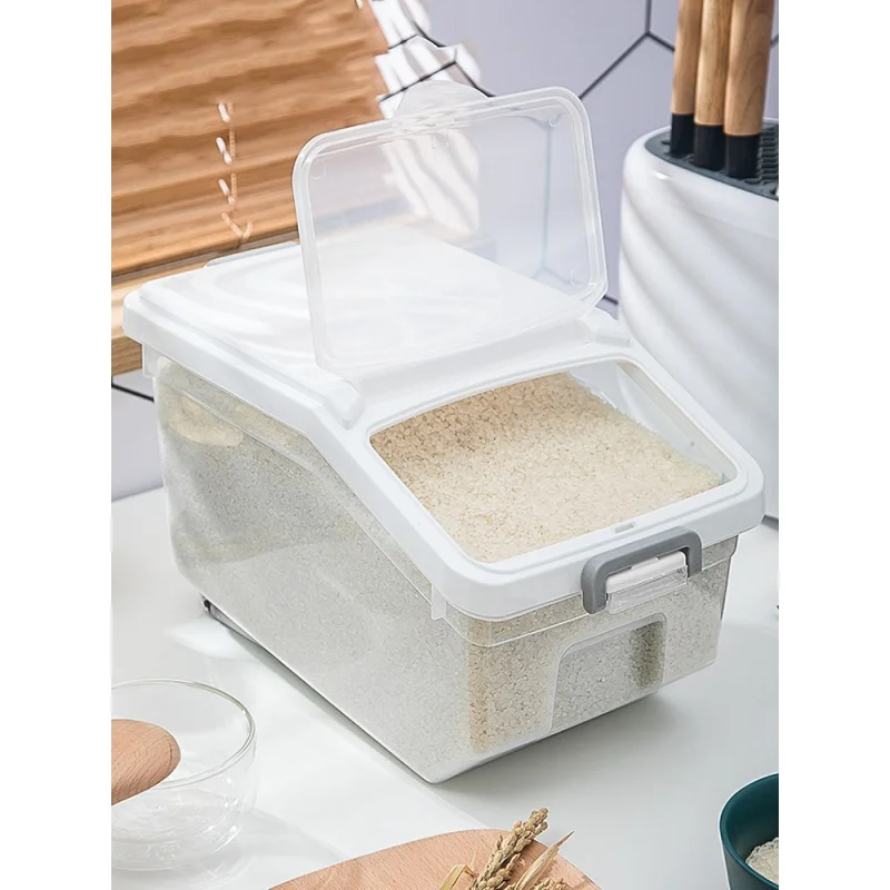 

2023 NEW Large Capacity Rice Storage Box Kitchen Food Containers Rice Dispenser Flour Cereal Bucket Pet Tank