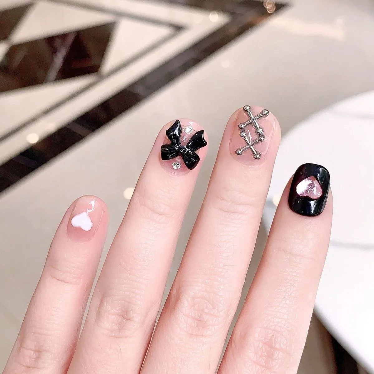 10 шт. Sanrios Kuromi Мультяшные накладные ногти Короткие съемные кавайные аниме куклы