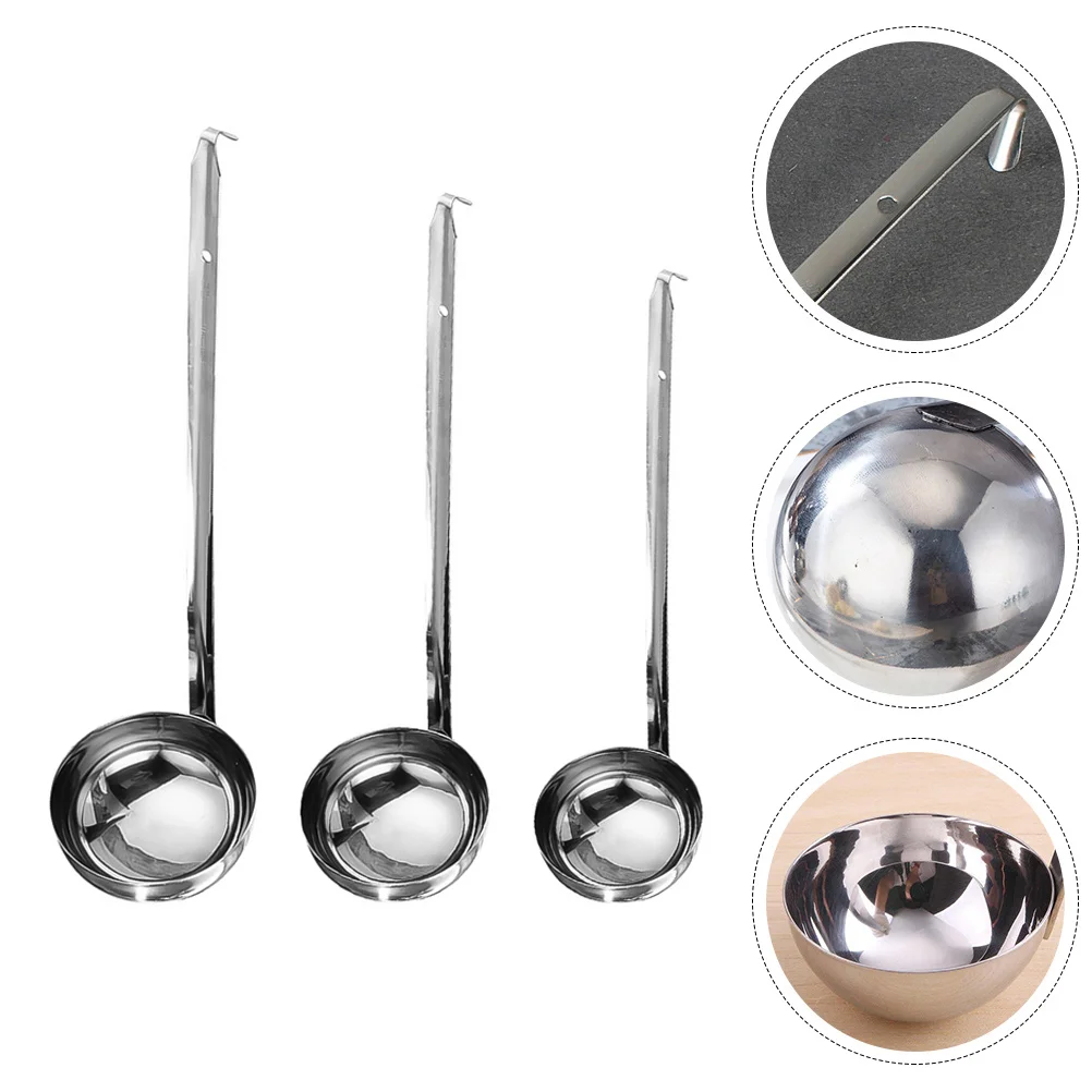 

3pcs Ounce Spoon Cooking Tool Stainless Steel Ounce Spoon with Hook for Cooking Restaurant Home