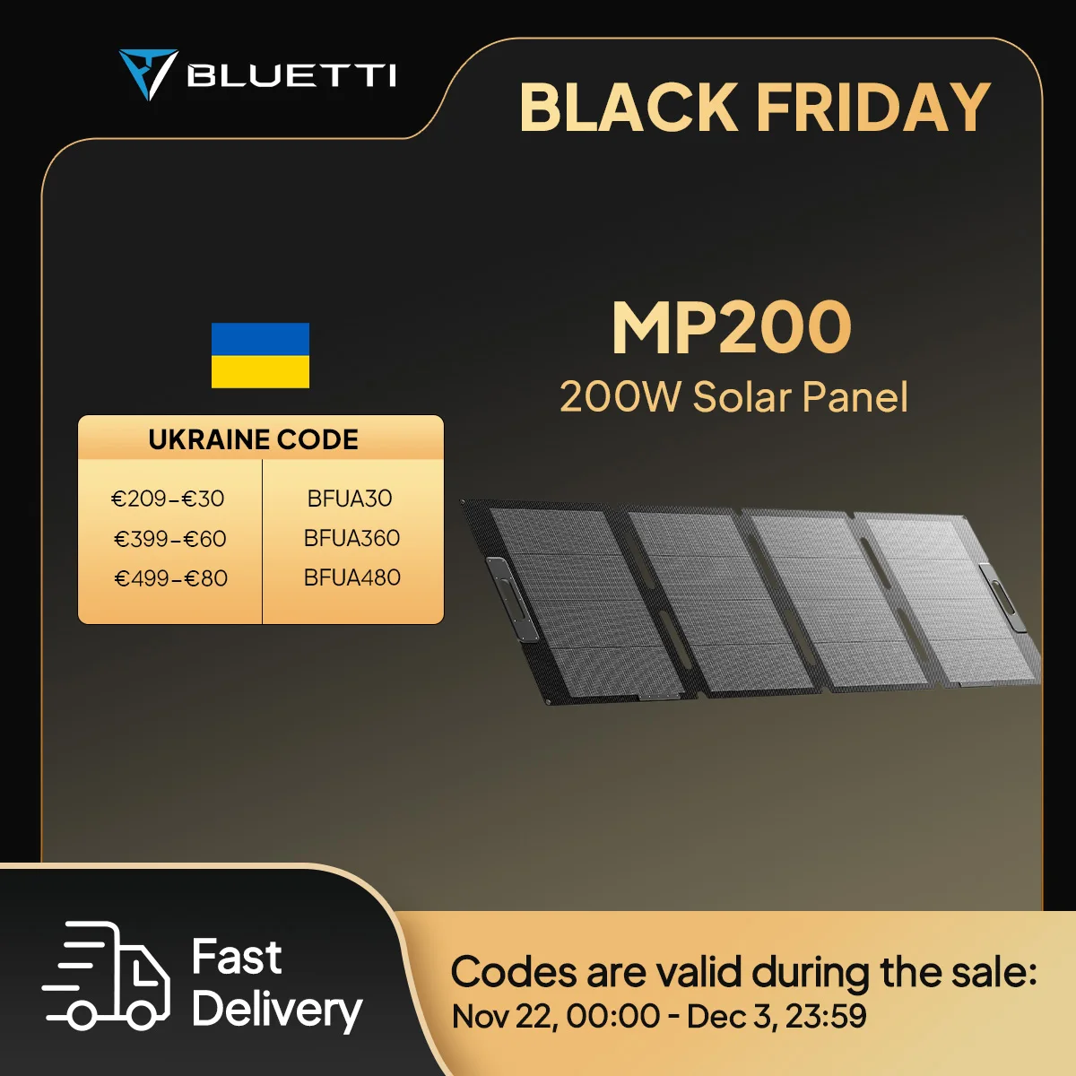 UA Stock BLUETTI MP200 200 Вт Солнечная панель Портативная складная для EB3A EB55 EB70 lP67 Открытый