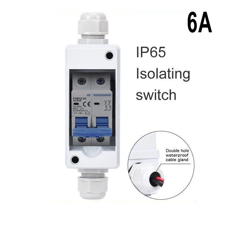 

Solar Photovoltaic Cell Combiner Box 6A-63A AC Circuit Breaker Switch With Junction Box DC440V 2-pole AC Circuit Breaker