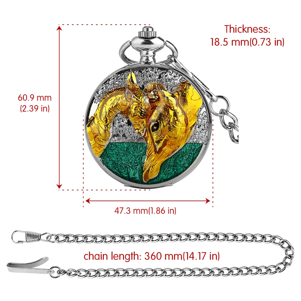 Luxury Mechanical Pocket Watch for Men Giraffe Pattern Cover Manual Machinery Pocket Watch Pendant Clock Gift for Unisex Reloj