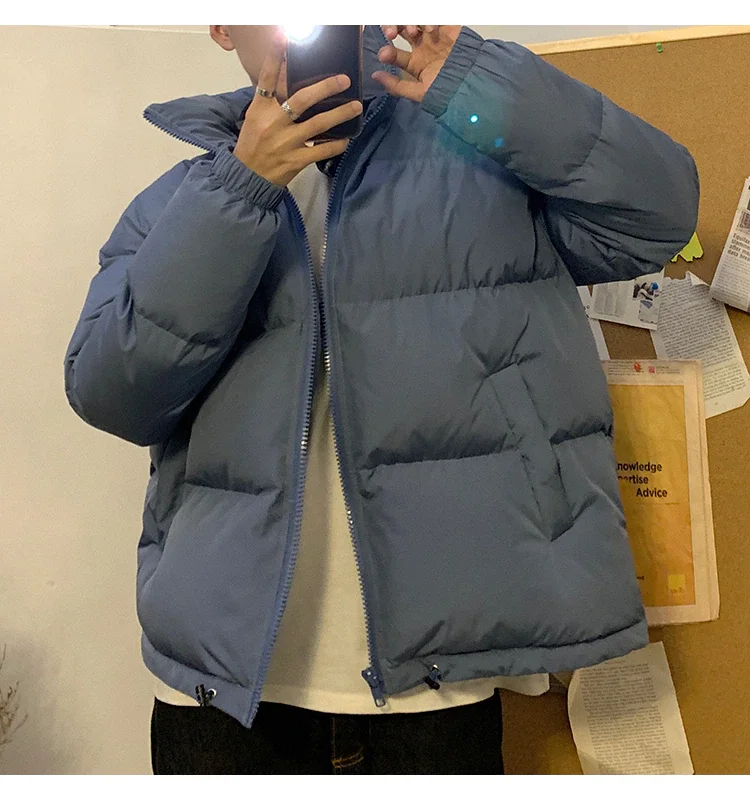 

Men Harajuku Bubble Coat Winter Colorful Jacket 2021 Mens Streetwear Hip Hop Parka Korean Black Clothes Puffer Jackets