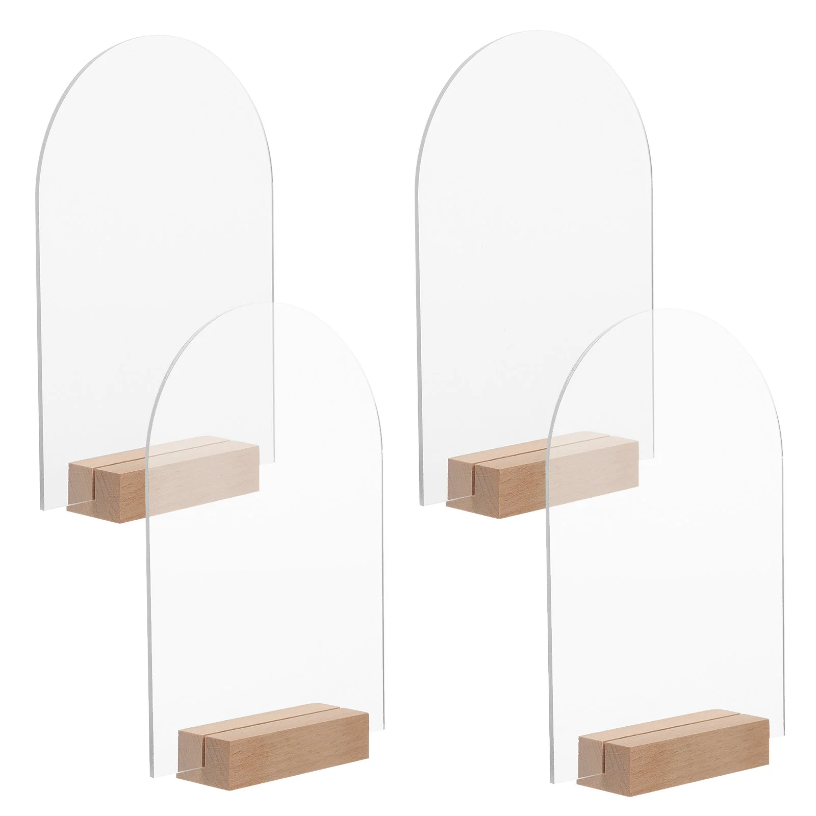 

4 pcs Clear Hexagon Acrylic Sign Blank Acrylic Hexagon Table Sign with Wood Stand