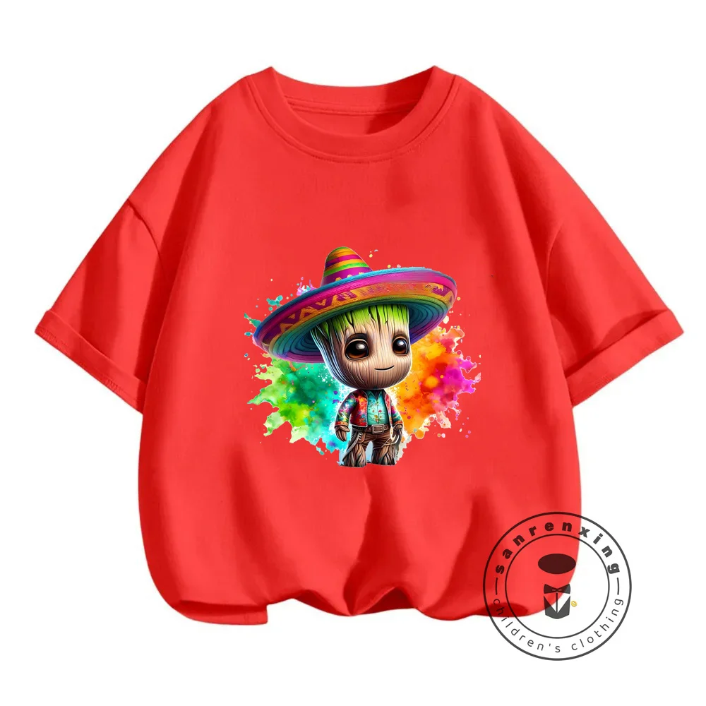 Милые футболки с героями мультфильмов Marvel Groot милые уличные модные рубашки