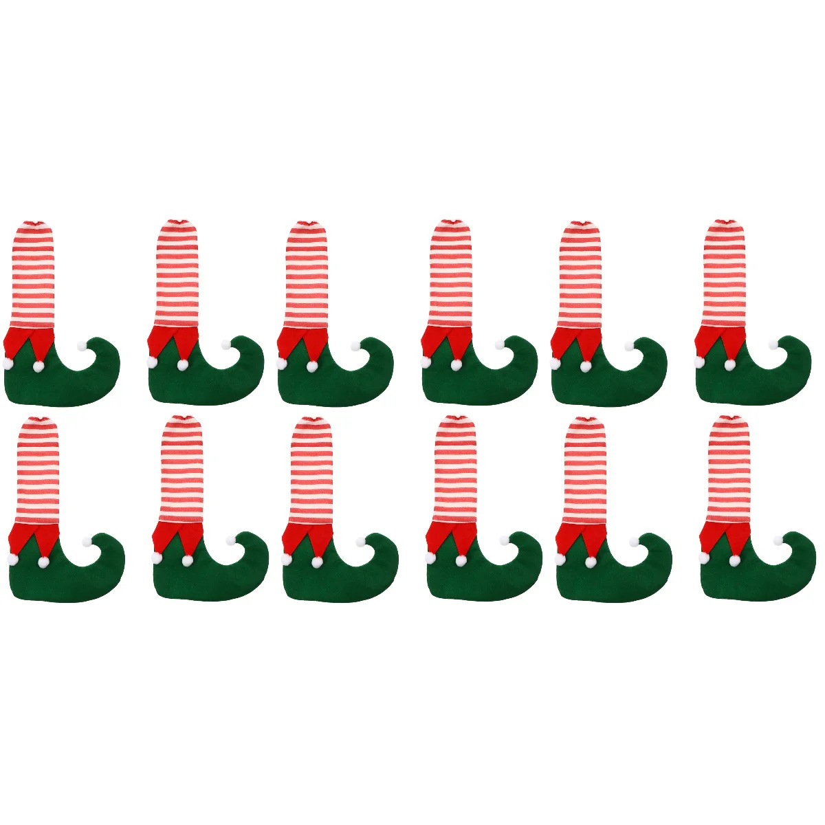 

12 Pcs Christmas Mats Table Chair Legs Covers Feet Protectors Green Socks Sleeves Flannel Elf Desk Foot Strap