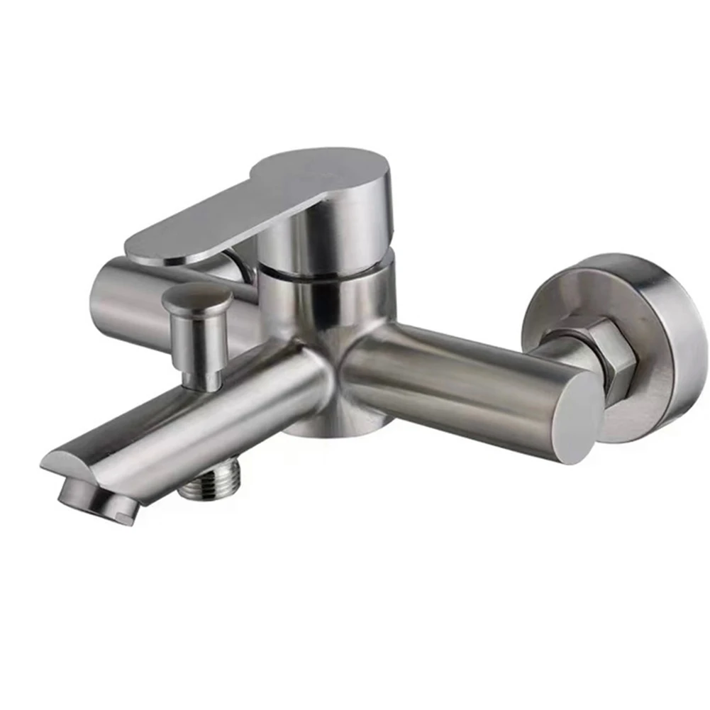 

Cold Hot Water Faucet Mixer Triple Valve Nozzle 304 Stainless Steel Shower Tap With Whole Accessories Household Bathroom Facuet