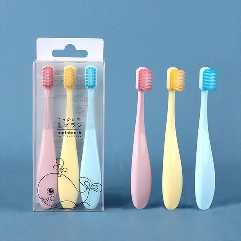 

3Pcs/Set Sweet Candy Color Children Toothbrush Non-Slip Fatty Handle Small Head Soft Bristle Kids Training Tooth Brush Oral Care