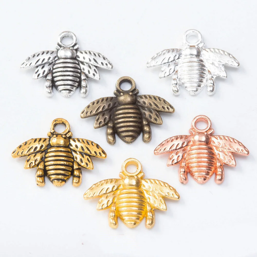50pcs Tibetan Silver/Gold Color Bee Honeybee Bumble Charms Pendant for DIY Bracelet Necklace Jewelry Making Accessories |