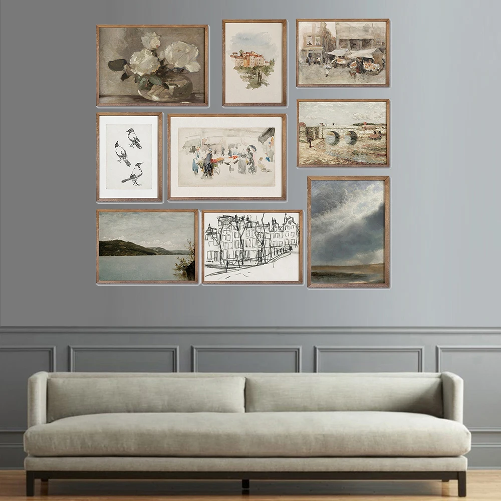 

Скандинавская винтажная фермерская галерея настенный принт нейтральный французский кантри домашний декор плакаты и принты для гостиной домашний декор