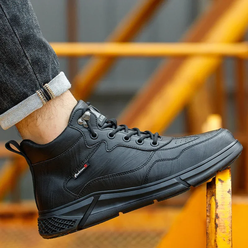 Высокая рабочая обувь зимняя защитная мужские кроссовки со стальным носком