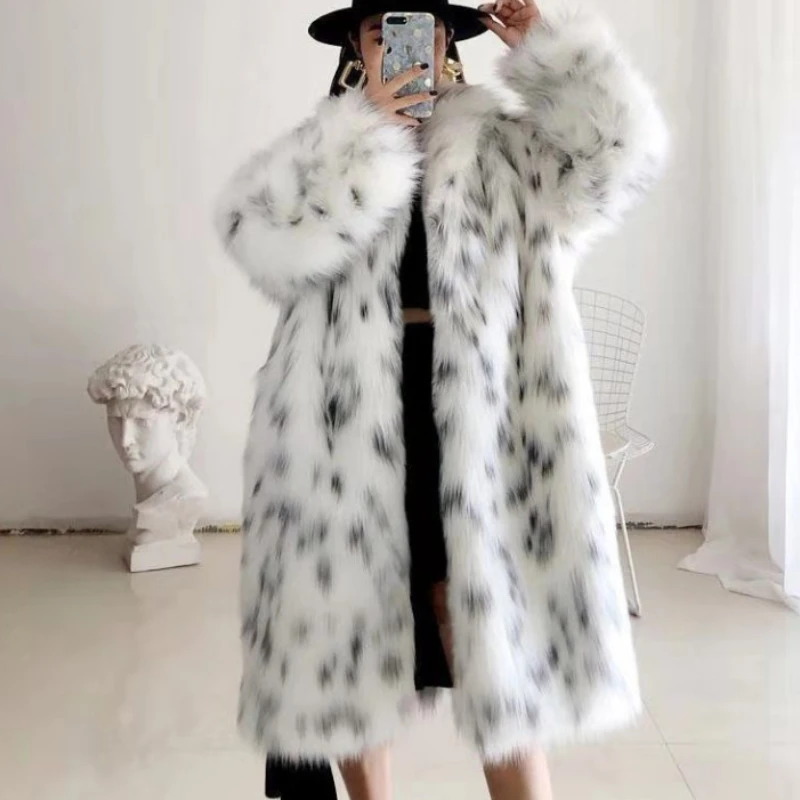 New Fur Imitation Fur Coat Women's Middle Long Waistless Long Sleeve High-end Fashion Temperament Luxury Loose Fur Women's Coat