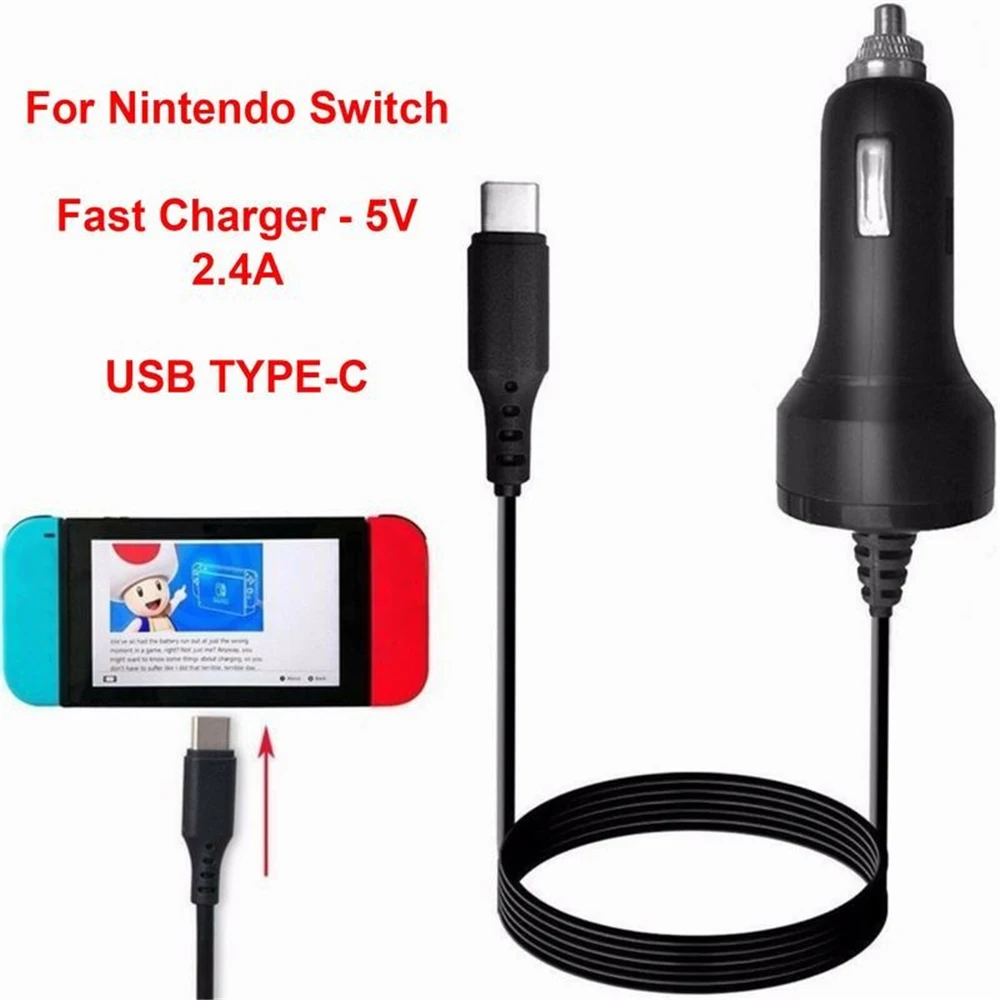 

5V/2.4A 8FT USB Type-C Автомобильное зарядное устройство Nintendo Switch High Speed Play and Charge Автомобильное зарядное устройство Адаптер для переключателя питани...
