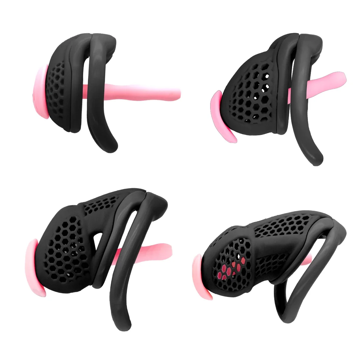 Розовая мужская клетка целомудрия со встроенным небольшим замком 정조대 с мягким