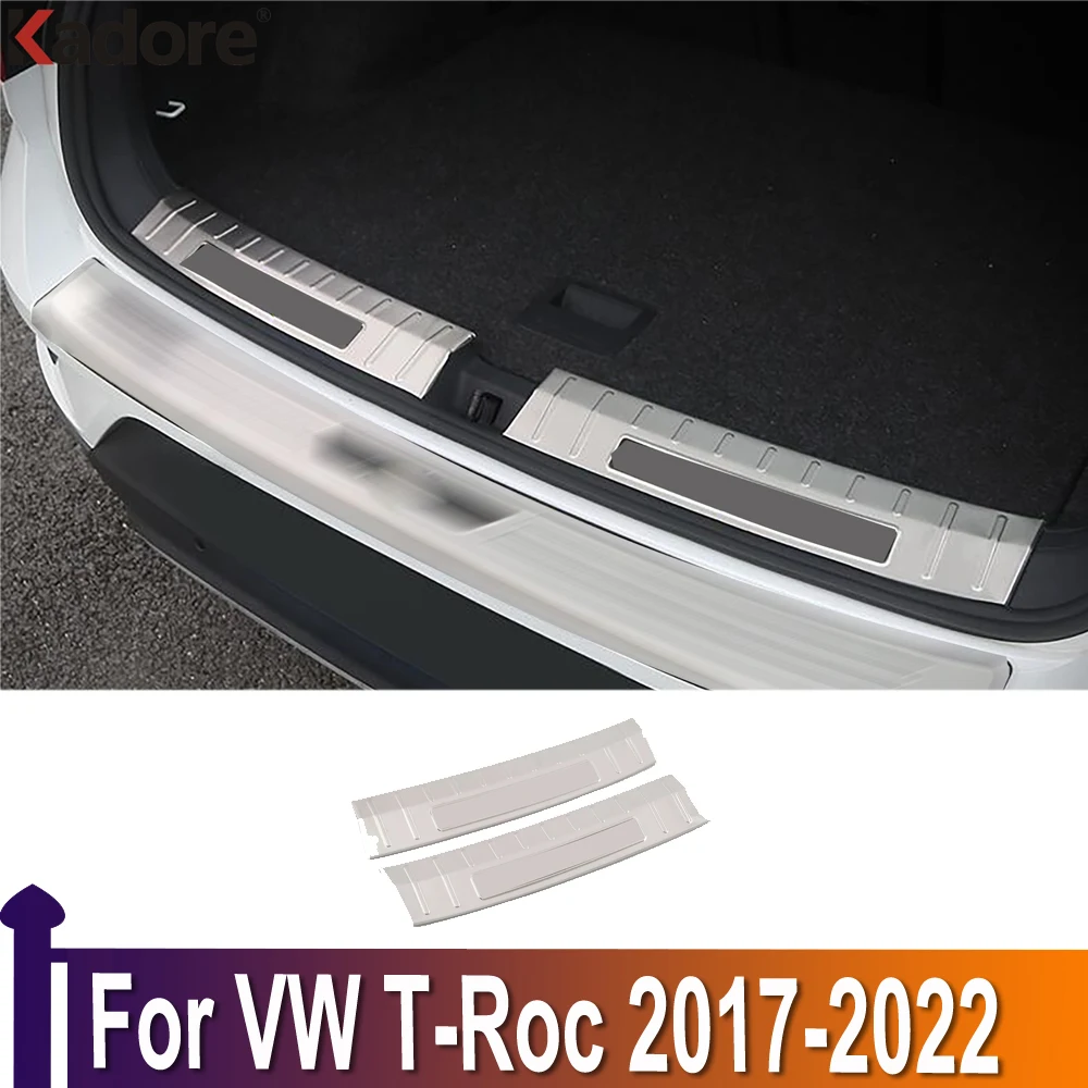

Внутренняя защита для заднего бампера из нержавеющей стали для Volkswagen T-Roc TROC 2017-2021 2022, накладные пороги, аксессуары для двери, 2 шт.