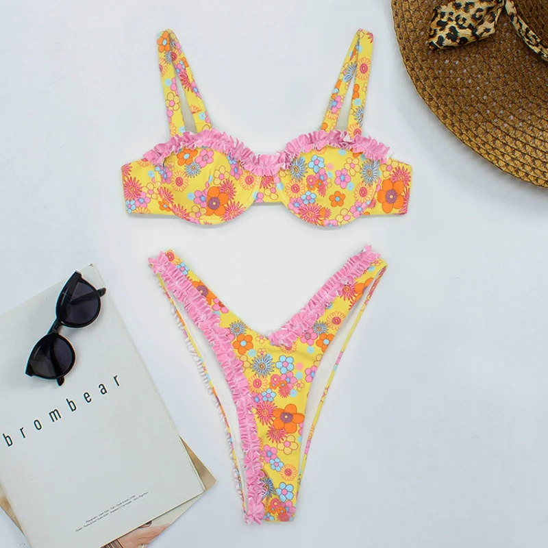 

Bikini Fashion Sexy Swimsuit Floral Bikini Swimsuit Women's Split Swimsuit