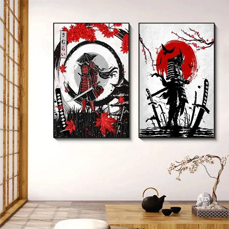 Ретро японский воин Бушидо армированный постер Катана ниндзя картина на стену