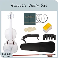 naomi full size 44 white basswood violin with case shoulder rest extra strings bow mute clean cloth