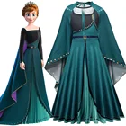 Платье принцессы Анны Холодное сердце 2, длинный костюм на Хэллоуин для девочек, детское Макси-платье для косплея Анны, карнавальные наряды