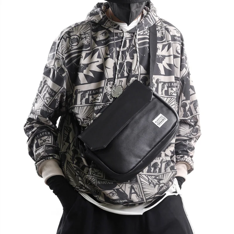 Men's Casual Shoulder Bags Retro Style Messenger Bag PU Leather Crossbody Bags Japanese Tooling Minimalist Shoulder Bags for Men