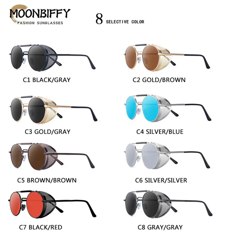 

Retro Round Metal Sunglasses Steampunk Men Women Brand Designer Glasses Oculos De Sol Shades High Quality UV400 Gafas Hippop