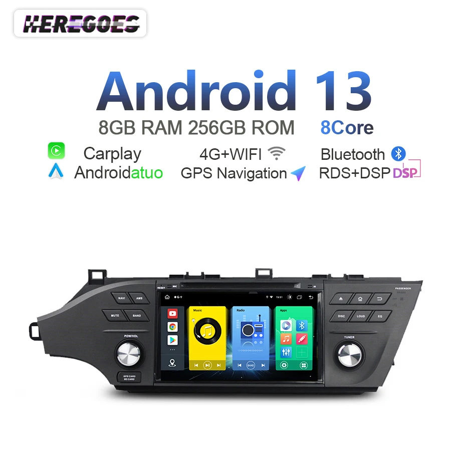 Беспроводной автомобильный DVD-плеер Carplay Android 13 0 8 + 256G Bluetooth GPS-навигация радио для