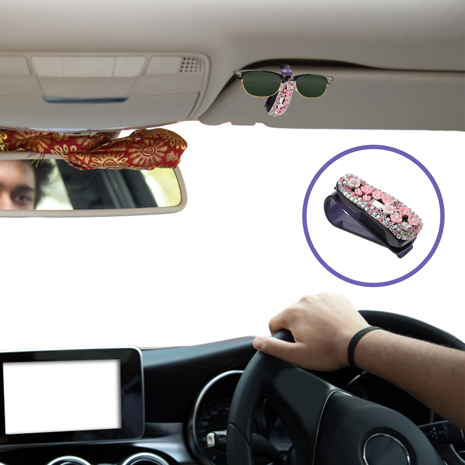 

Glasses Car Holder Sunglasses Visor Sun Clip Rhinestone Holders Clamps Ticket Eyeglasses Hanger Mount Eyeglass Sunglass Bling
